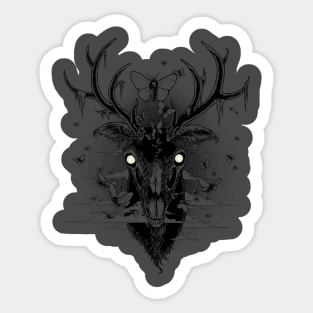 Moth Eaten Deer Head - One Color Sticker